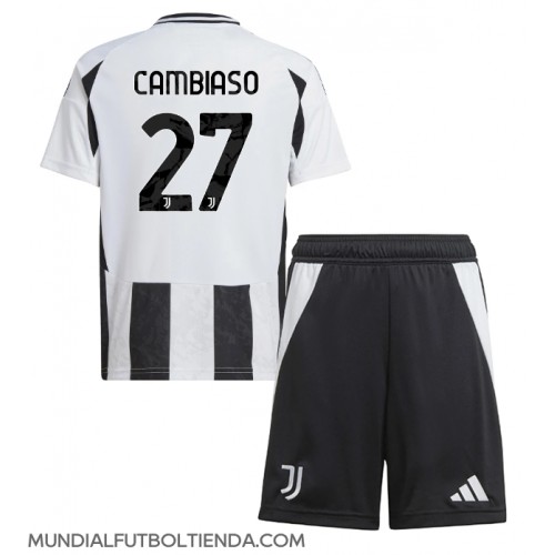 Camiseta Juventus Andrea Cambiaso #27 Primera Equipación Replica 2024-25 para niños mangas cortas (+ Pantalones cortos)